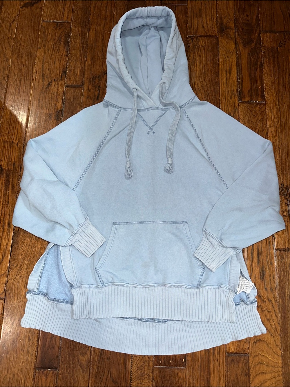 American Eagle Light Blue Waffle knit Oversized Hoodie Size Medium